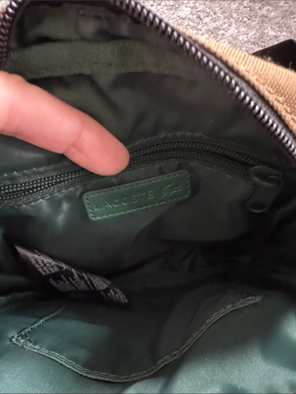 Lacoste Tan and Black Messenger Crossbody Bag